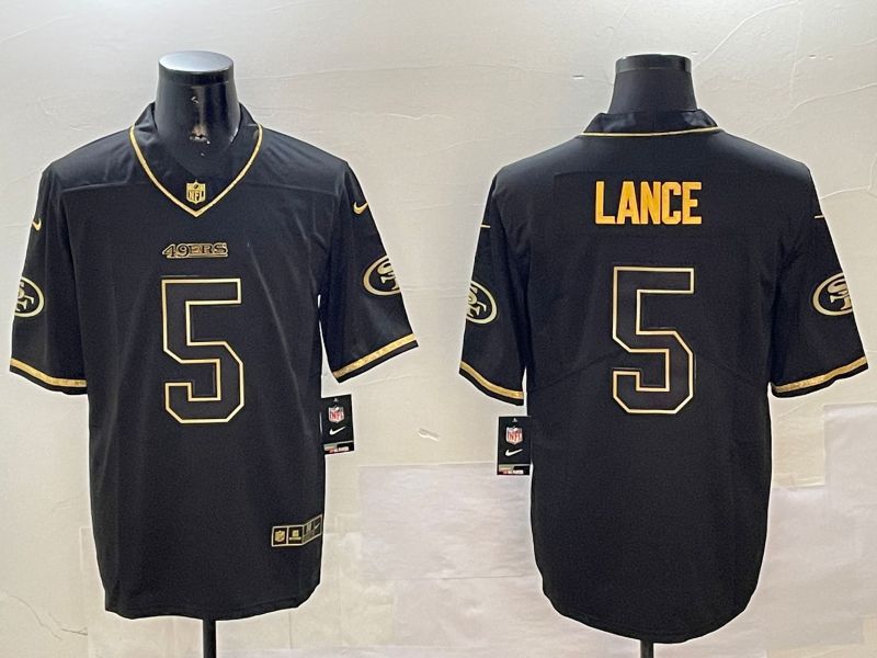 Men San Francisco 49ers #5 Lance Black Gold Throwback 2024 Nike Limited NFL Jersey style 1->san francisco 49ers->NFL Jersey